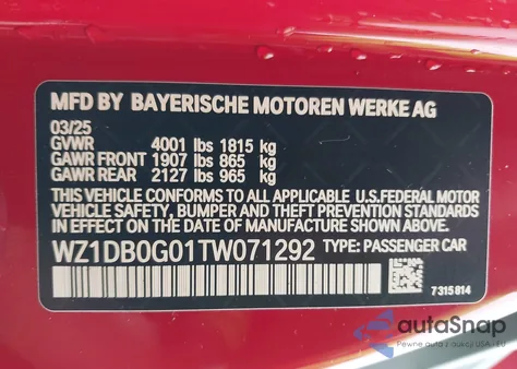 2026 Toyota Supra Premium from USA, damaged, VIN WZ1DB0G01TW071292